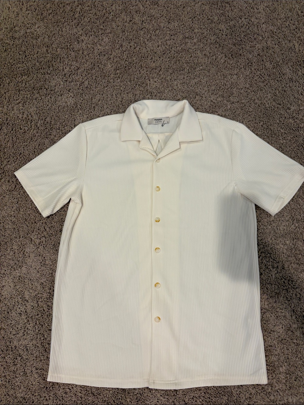 Cove Men's Cream Short-Sleeve Ribbed Button-Down Shirt